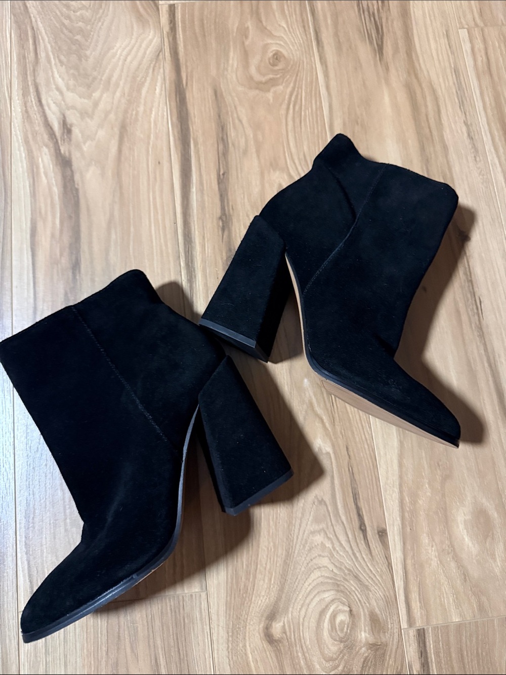 Jessica Simpson Black Suede Block Heel Ankle Booties - Picture 4 of 9